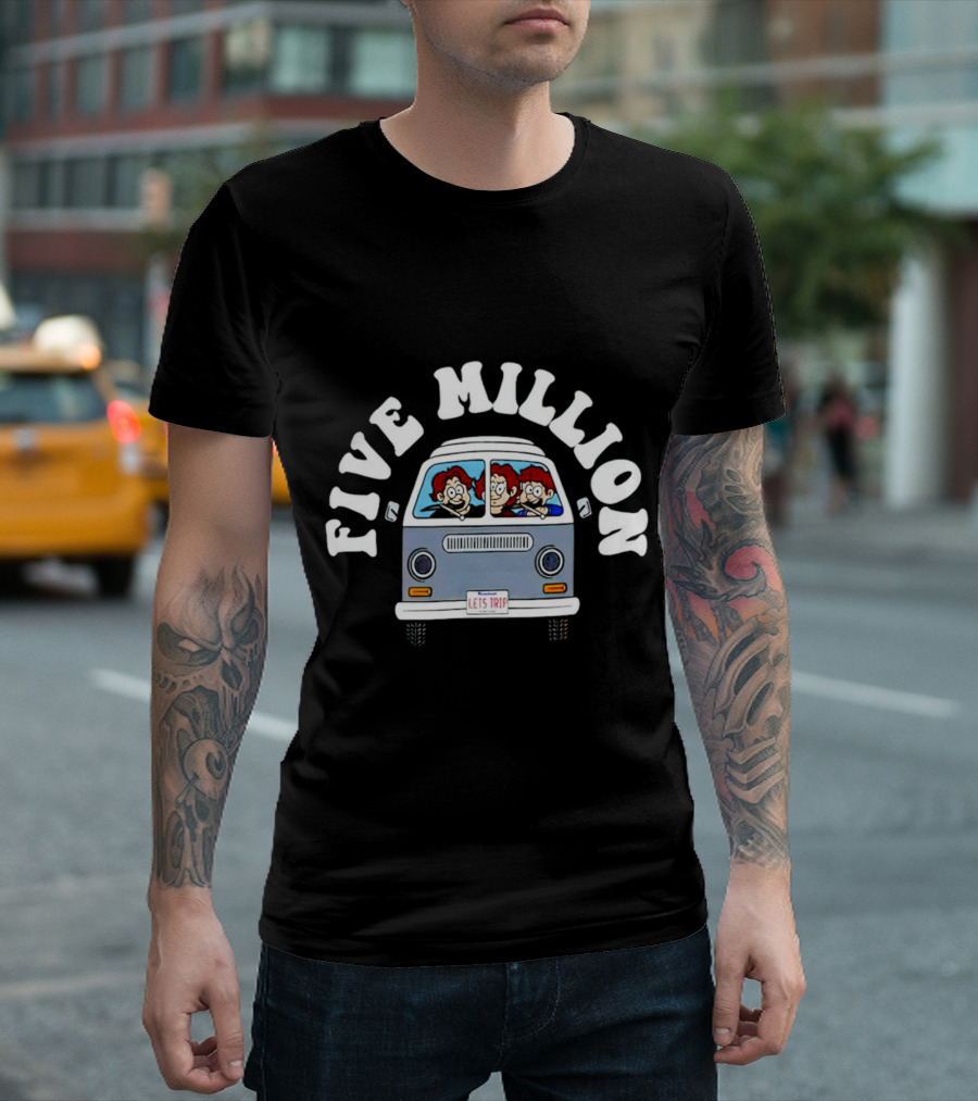 Five Million Let's Trip Cartoon Van Journey T-Shirt