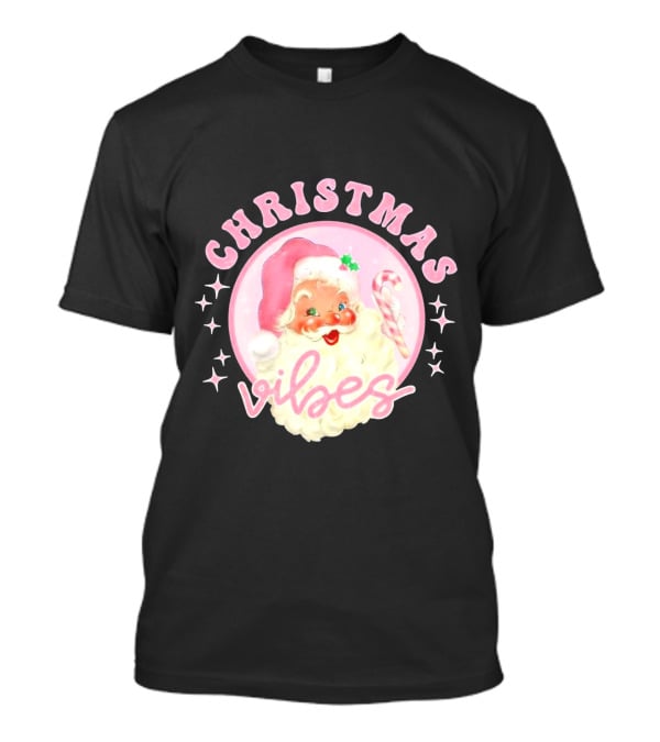 Christmas Vibes Santa Claus Candy Cane Retro Holiday T-Shirt