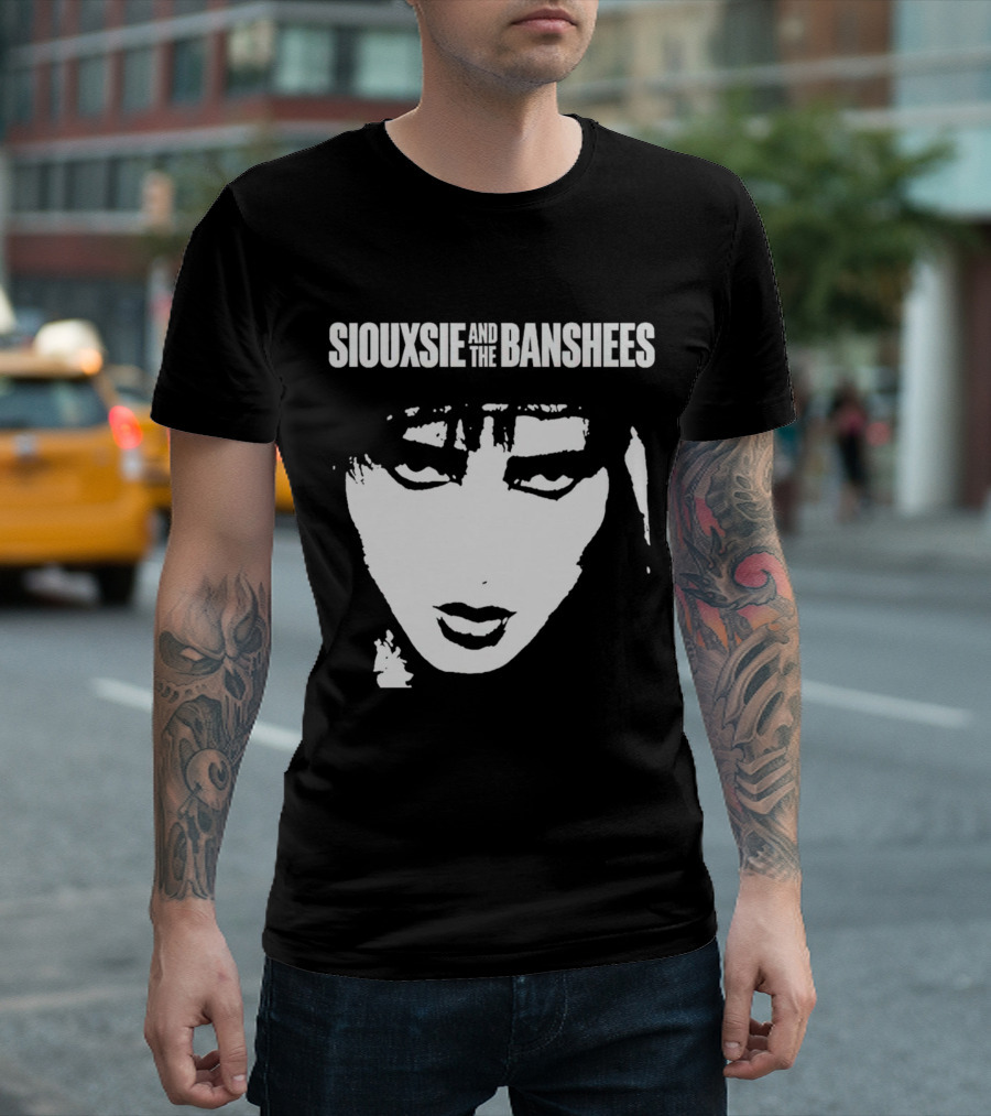 Siouxsie and the Banshees Bold Black and White Stylized Face T-Shirt