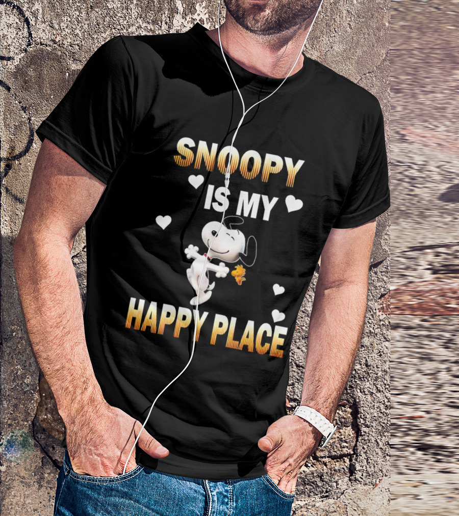 Snoopy Is My Happy Place Hearts Woodstock T-Shirt