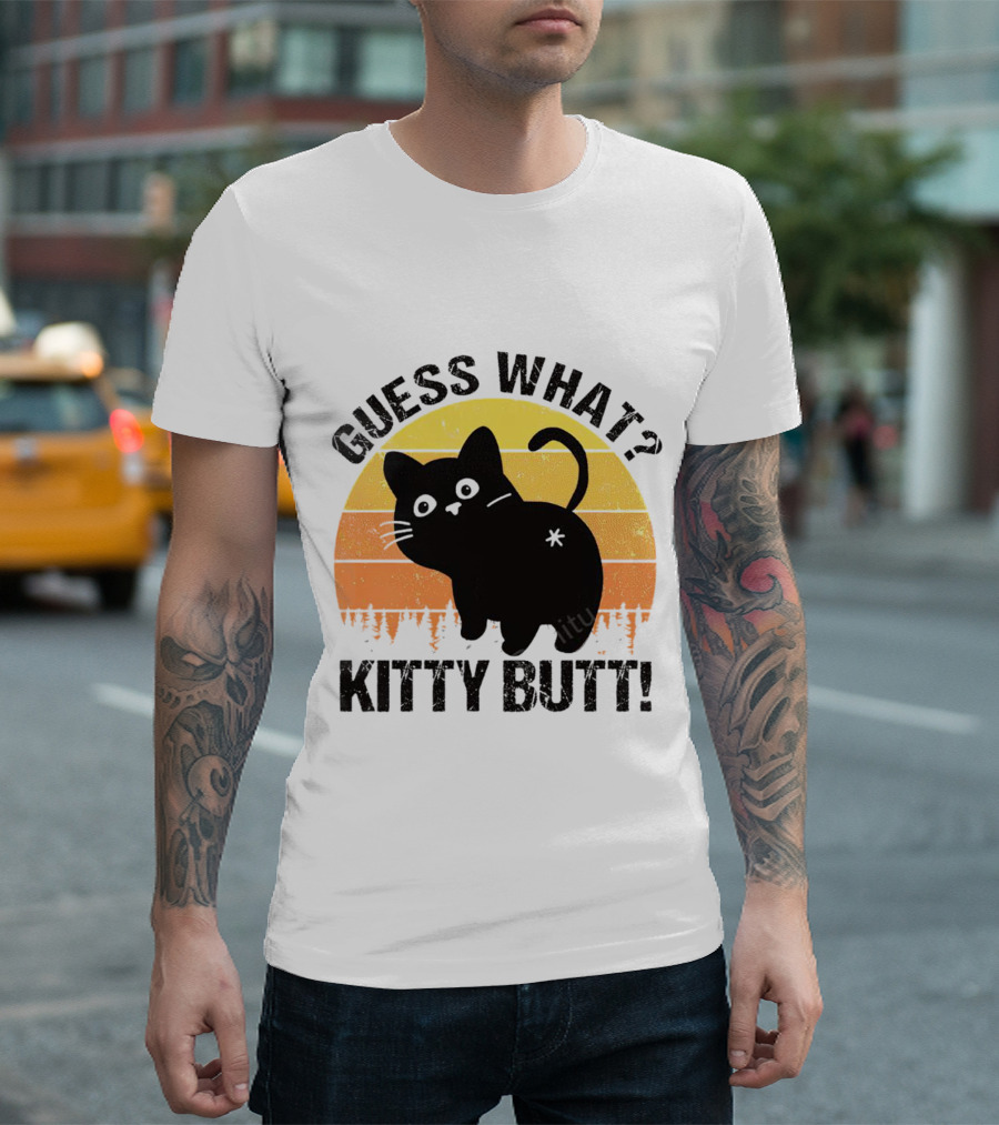 Guess What Kitty Butt Retro Sunset Forest T-Shirt