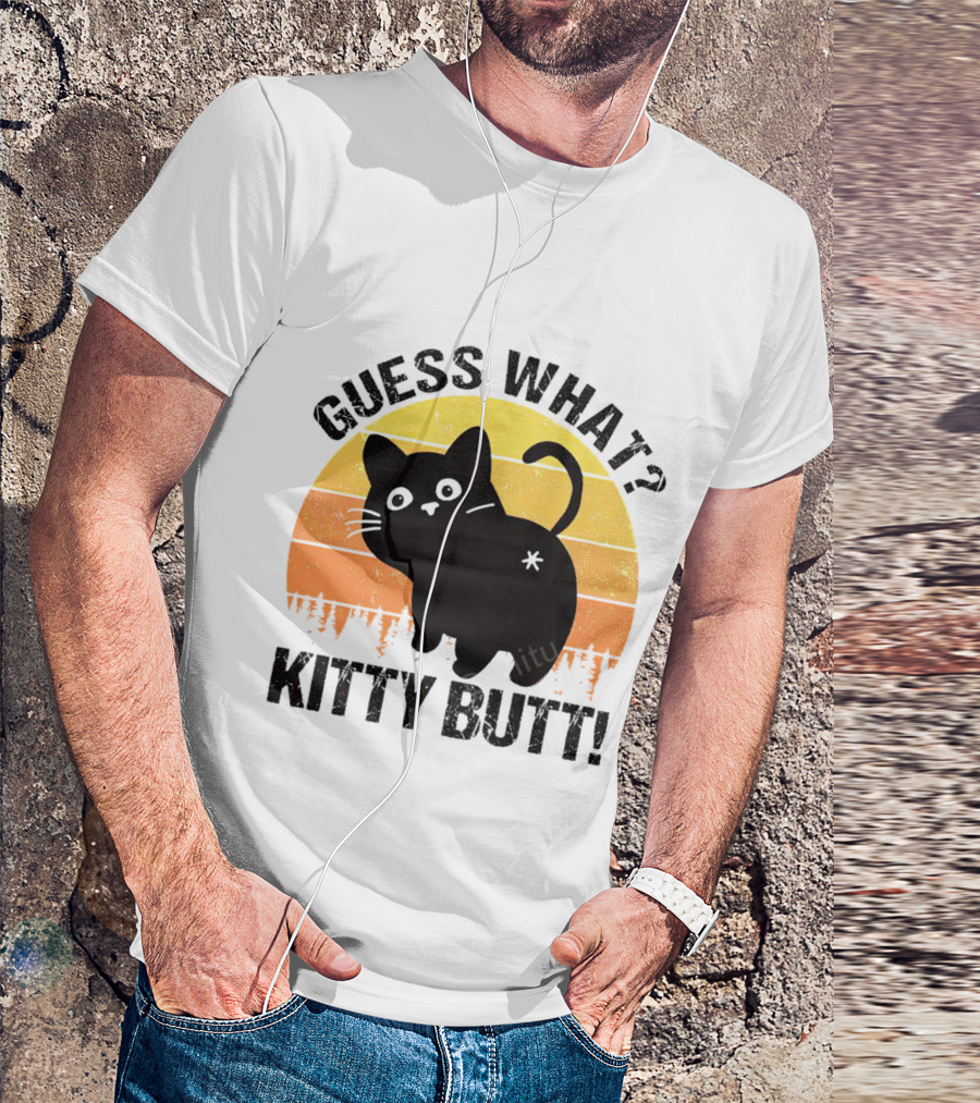 Guess What Kitty Butt Retro Sunset Forest T-Shirt