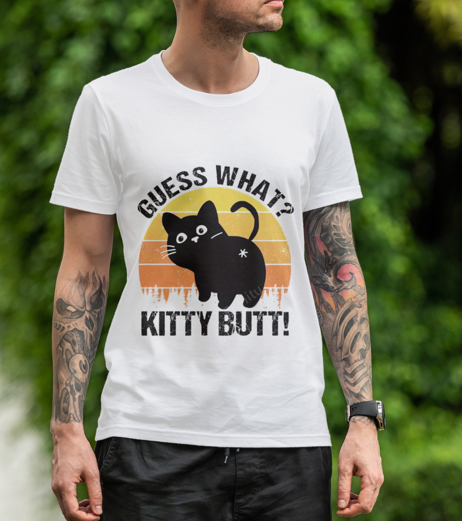 Guess What Kitty Butt Retro Sunset Forest T-Shirt