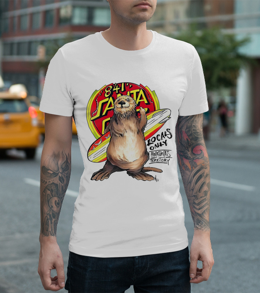 Otter 841 Santa Cruz Locals Only Awaswas Territory Surfing T-Shirt