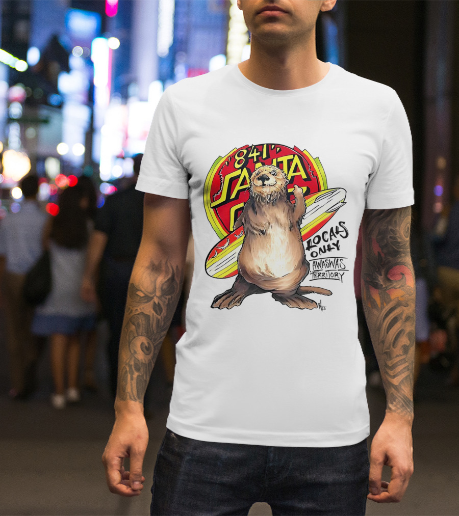 Otter 841 Santa Cruz Locals Only Awaswas Territory Surfing T-Shirt