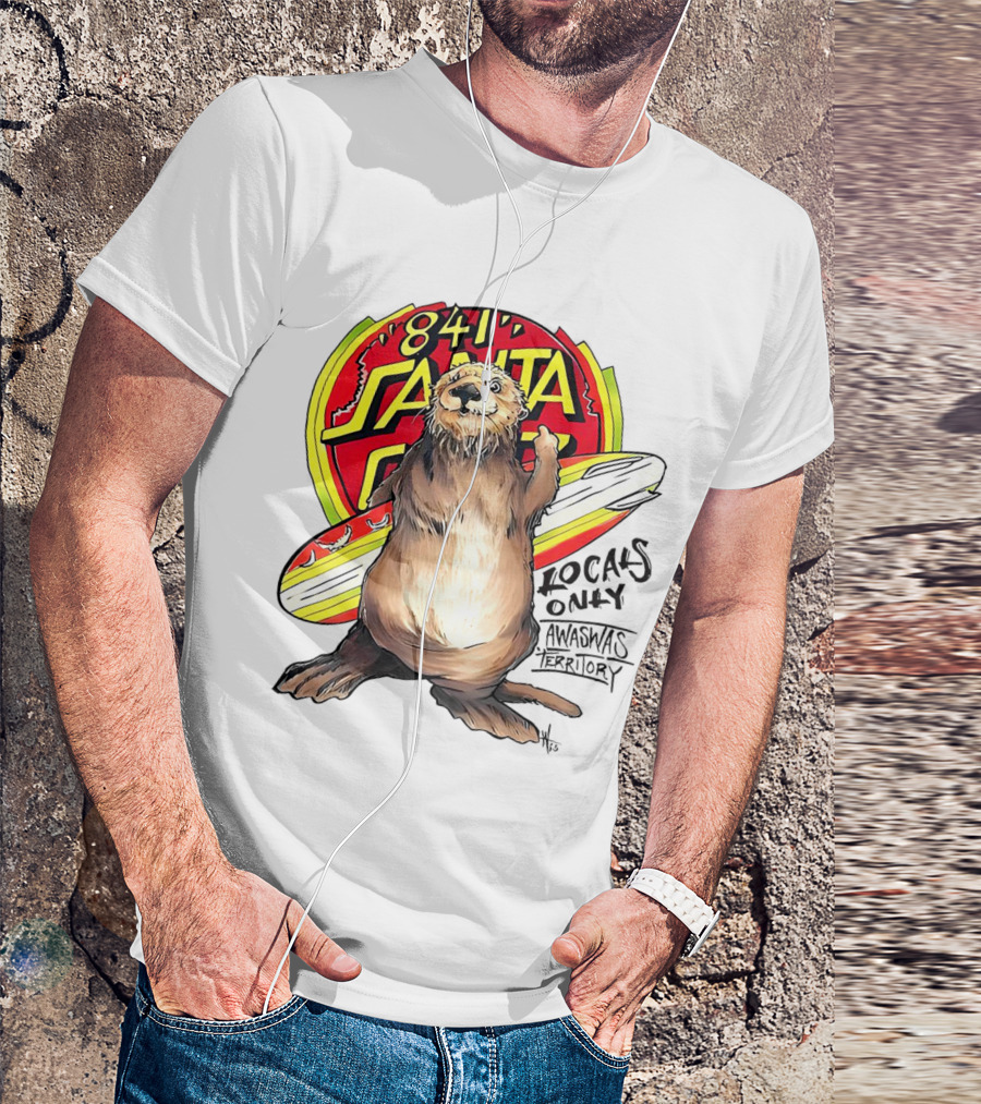 Otter 841 Santa Cruz Locals Only Awaswas Territory Surfing T-Shirt