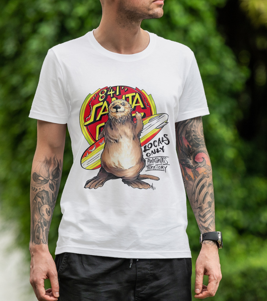 Otter 841 Santa Cruz Locals Only Awaswas Territory Surfing T-Shirt