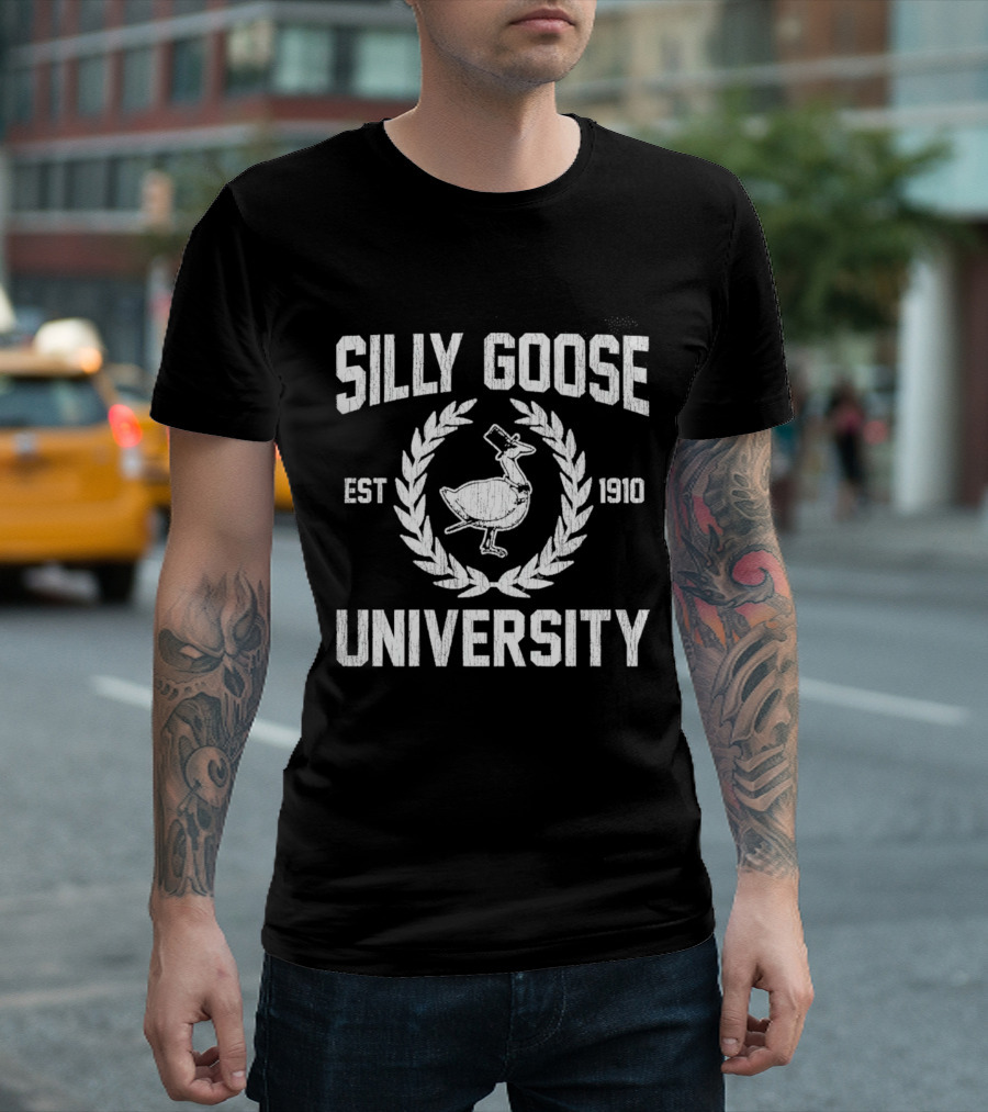 Silly Goose University Est 1910 Top Hat Laurel Crest T-Shirt