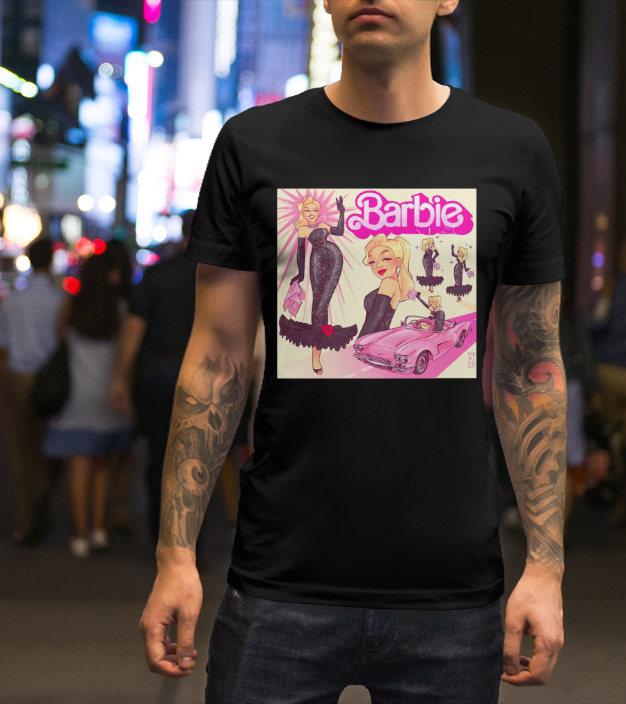 Barbie Glamorous Star With Pink Cadillac And Sparkling Dress T-Shirt