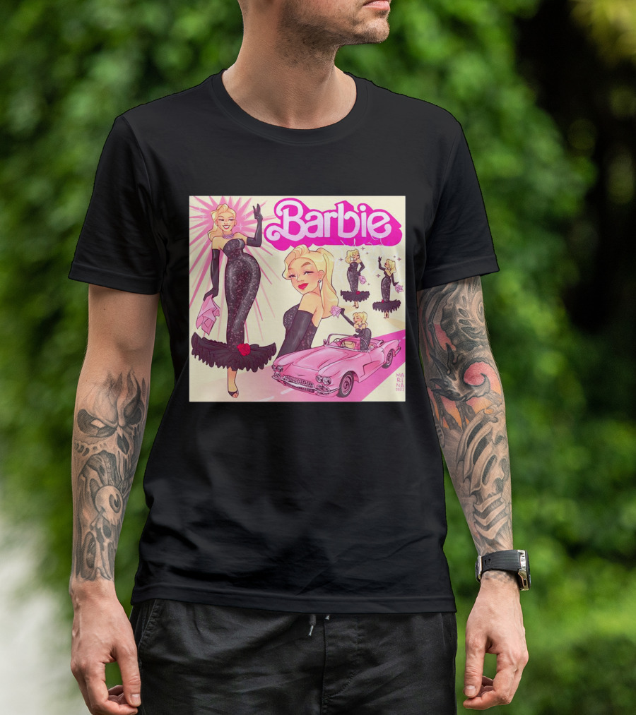 Barbie Glamorous Star With Pink Cadillac And Sparkling Dress T-Shirt