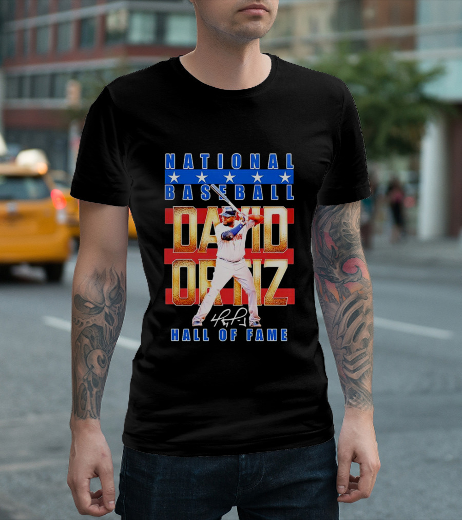 David Ortiz National Baseball Hall Of Fame Signature National Baseball Stars T-Shirt