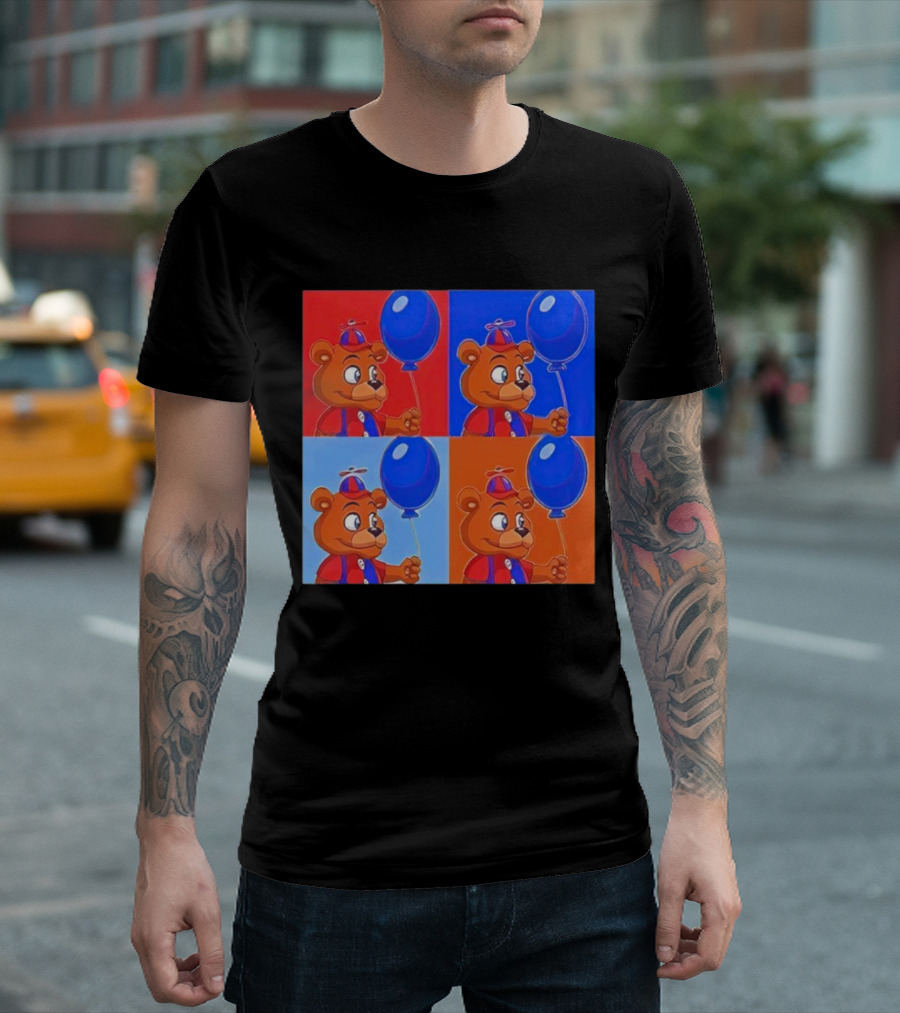 Balloon Freddy Pop Art Style Multicolor Collage T-Shirt