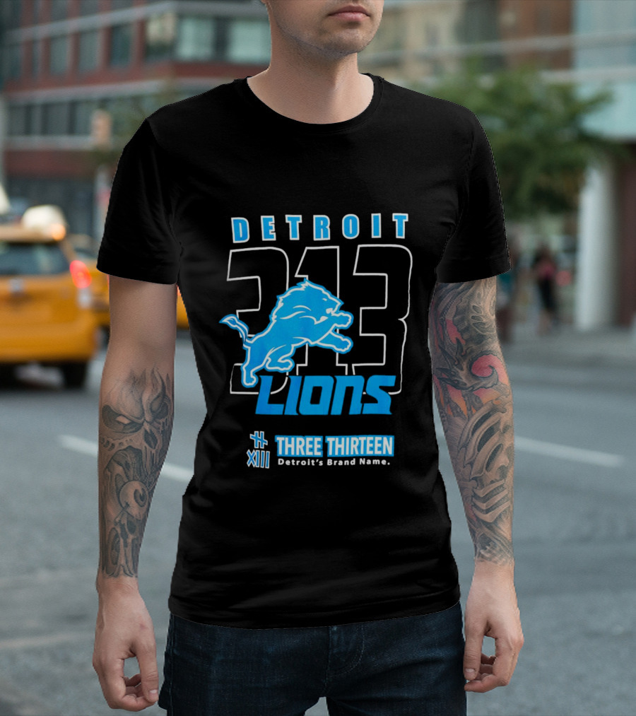 Detroit 313 Detroit Lions Three Thirteen XIII Brand Name T-Shirt