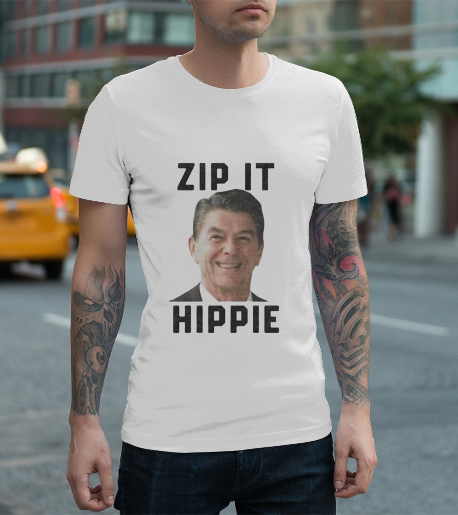 Zip It Hippie Ronald Reagan T-Shirt