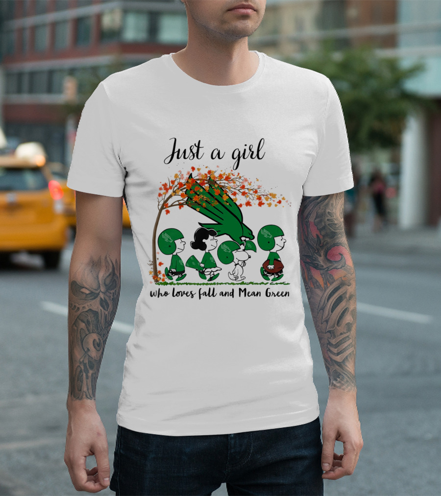 Just A Girl Who Loves Fall And Mean Green Peanuts Cartoon Football Halloween T-Shirt