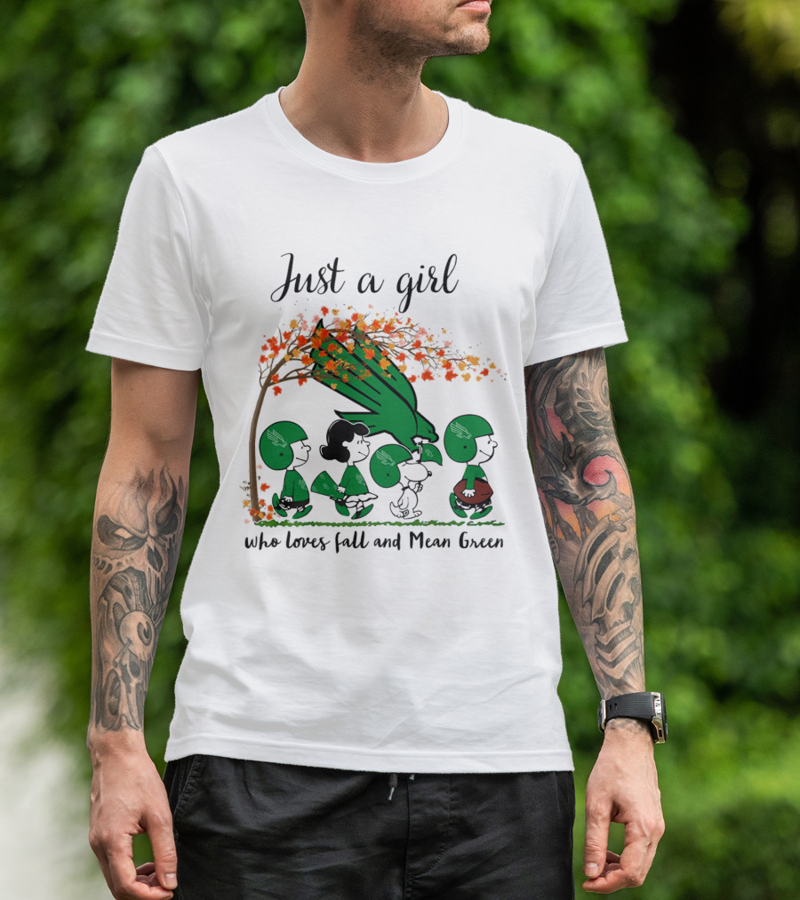 Just A Girl Who Loves Fall And Mean Green Peanuts Cartoon Football Halloween T-Shirt