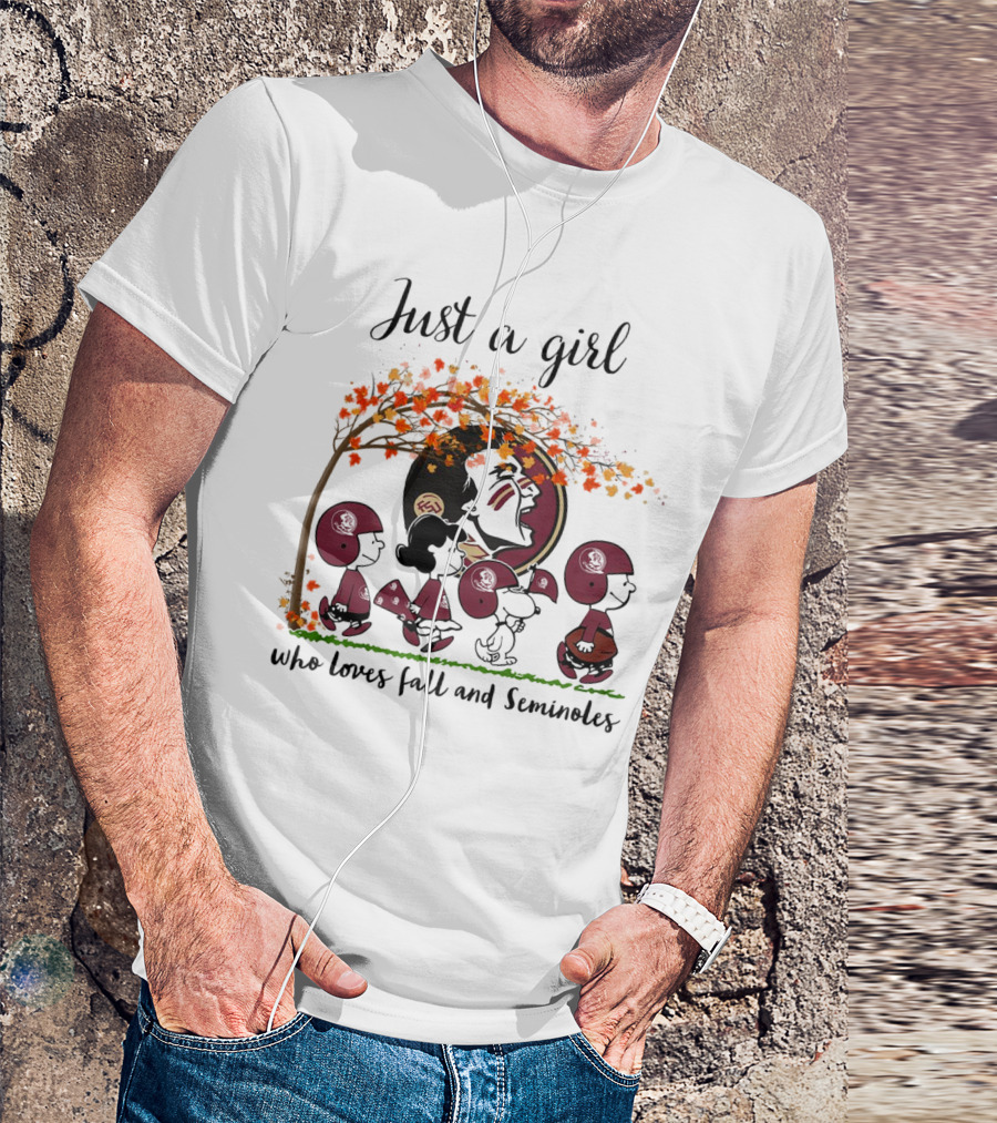 Just A Girl Who Loves Fall And Seminoles Peanuts Cartoon T-Shirt