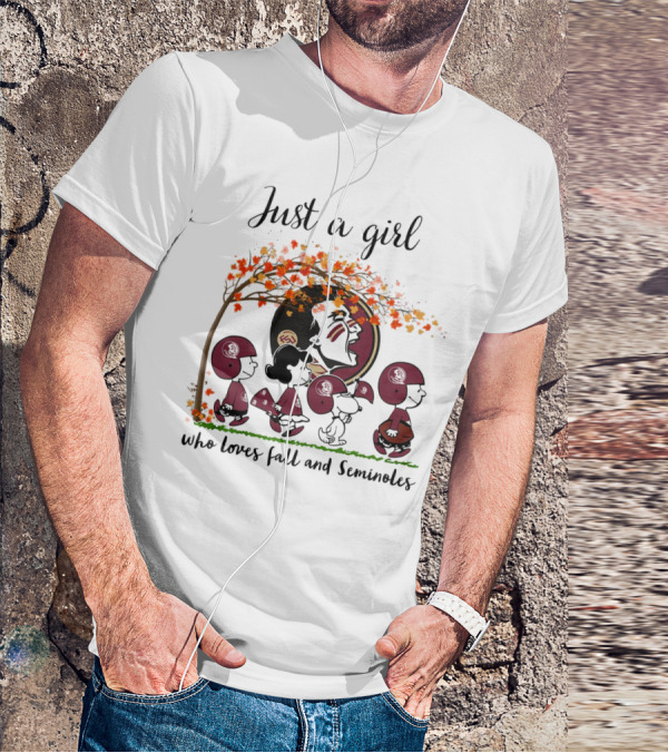 Just A Girl Who Loves Fall And Seminoles Peanuts Cartoon T-Shirt