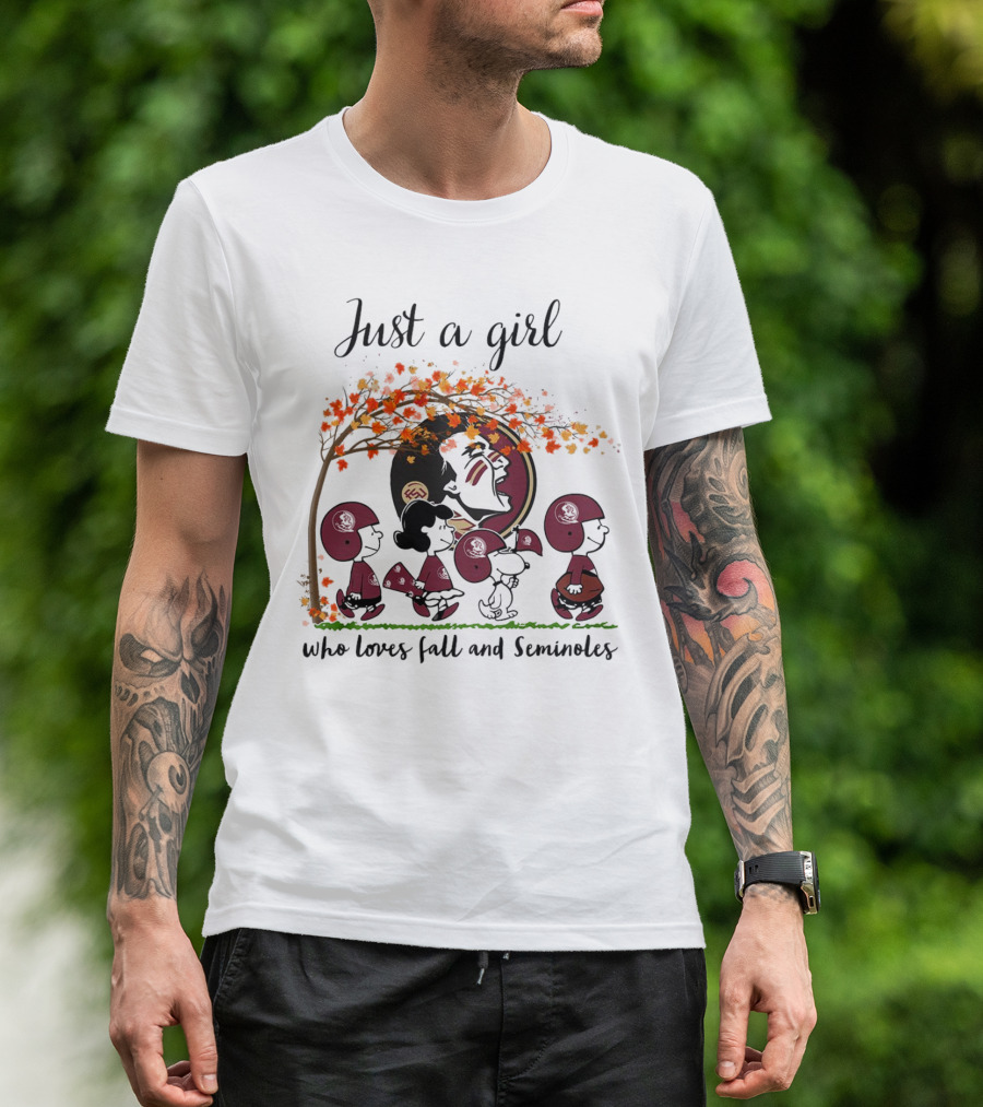 Just A Girl Who Loves Fall And Seminoles Peanuts Cartoon T-Shirt