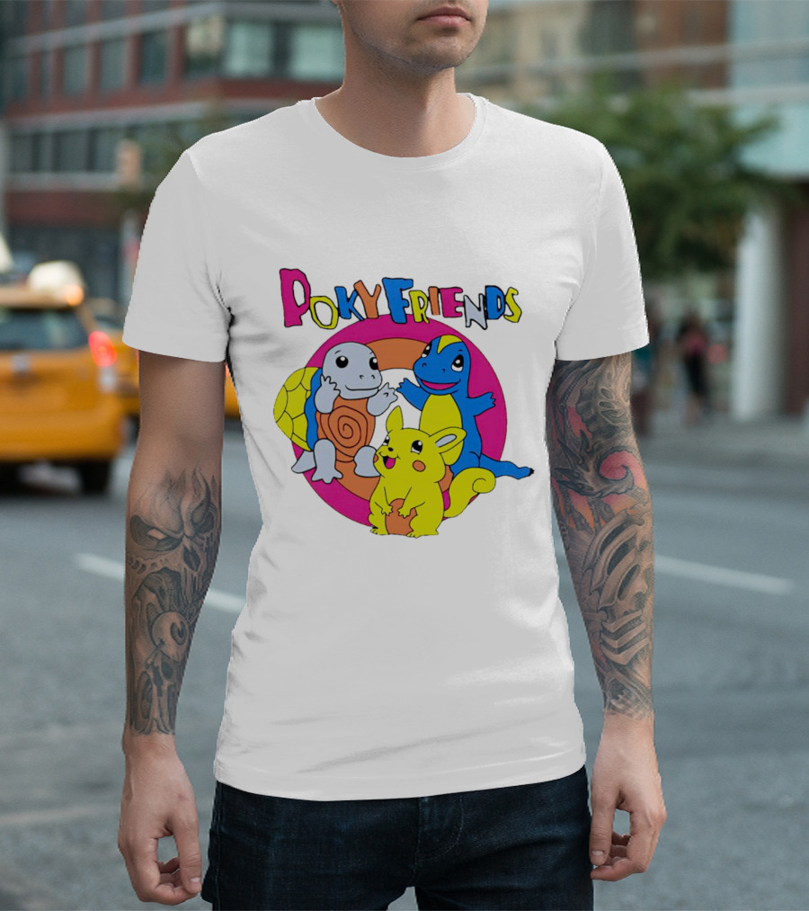 Poky Friends Pokemon Cute Trio Fun Art Circle T-Shirt