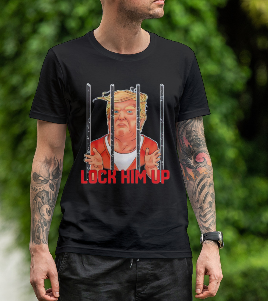 Lock Him Up Trump Cartoon Behind Bars T-Shirt