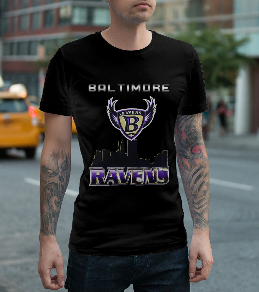 Baltimore Ravens Skyline Logo Vintage Ravens T-Shirt