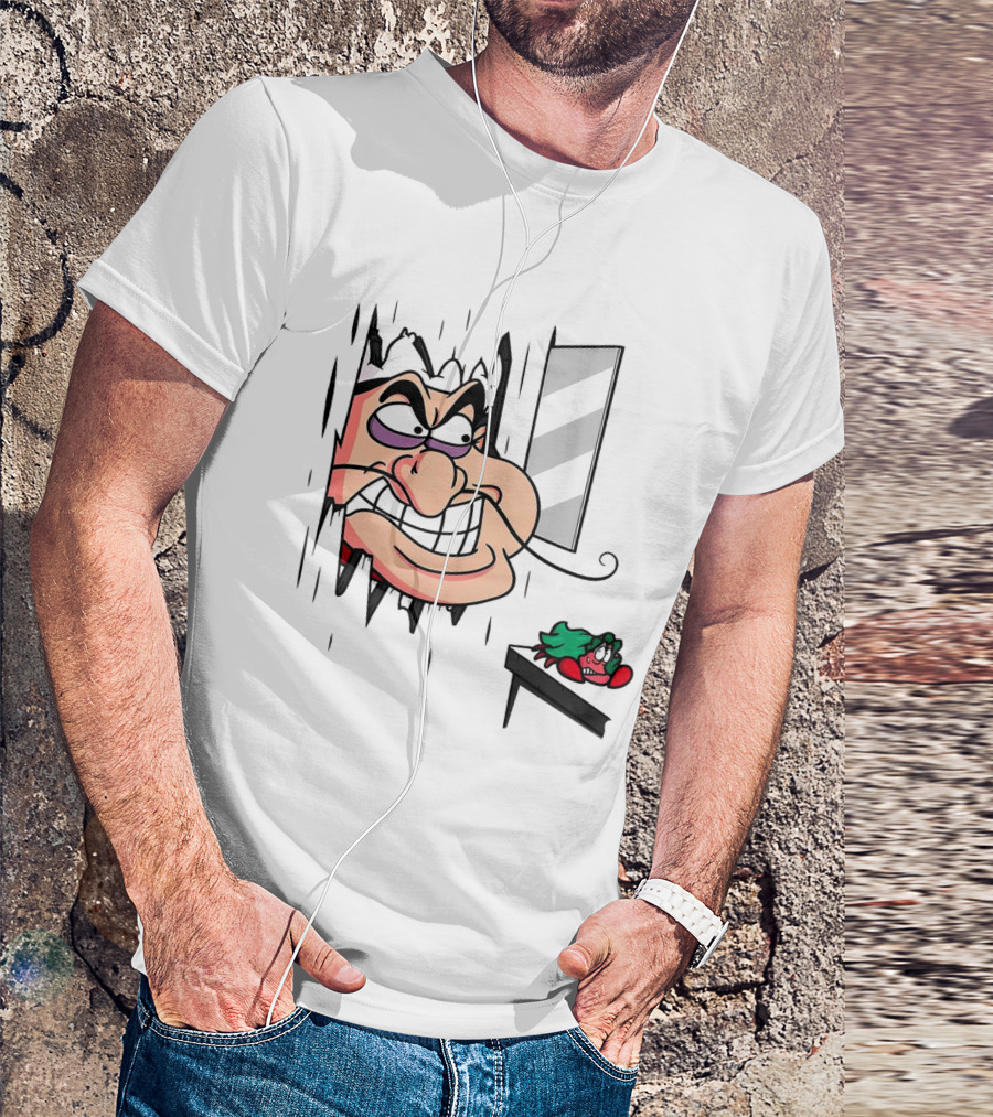 Chef Louis The Little Mermaid Cartoon Illustration With Louis Peeking Through Doorway T-Shirt