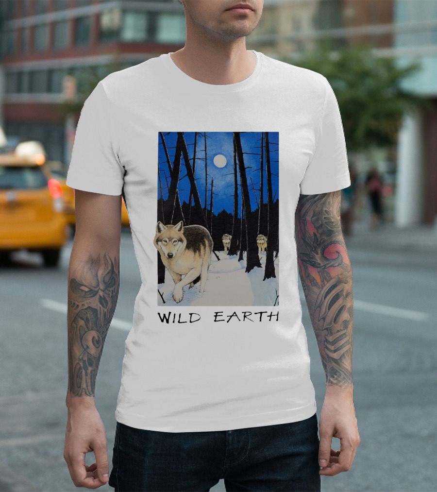 Wild Earth Wolves Under Moonlit Forest T-Shirt
