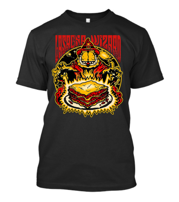 Lasagna Wizard Garfield Magic Plate Cosmic Cat Fantasy T-Shirt