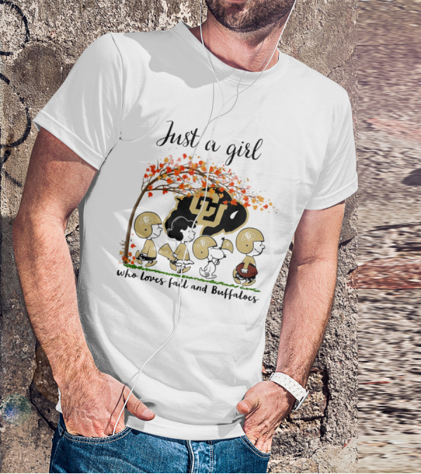 Just A Girl Who Loves Fall And Colorado Buffaloes Peanuts Cartoon T-Shirt