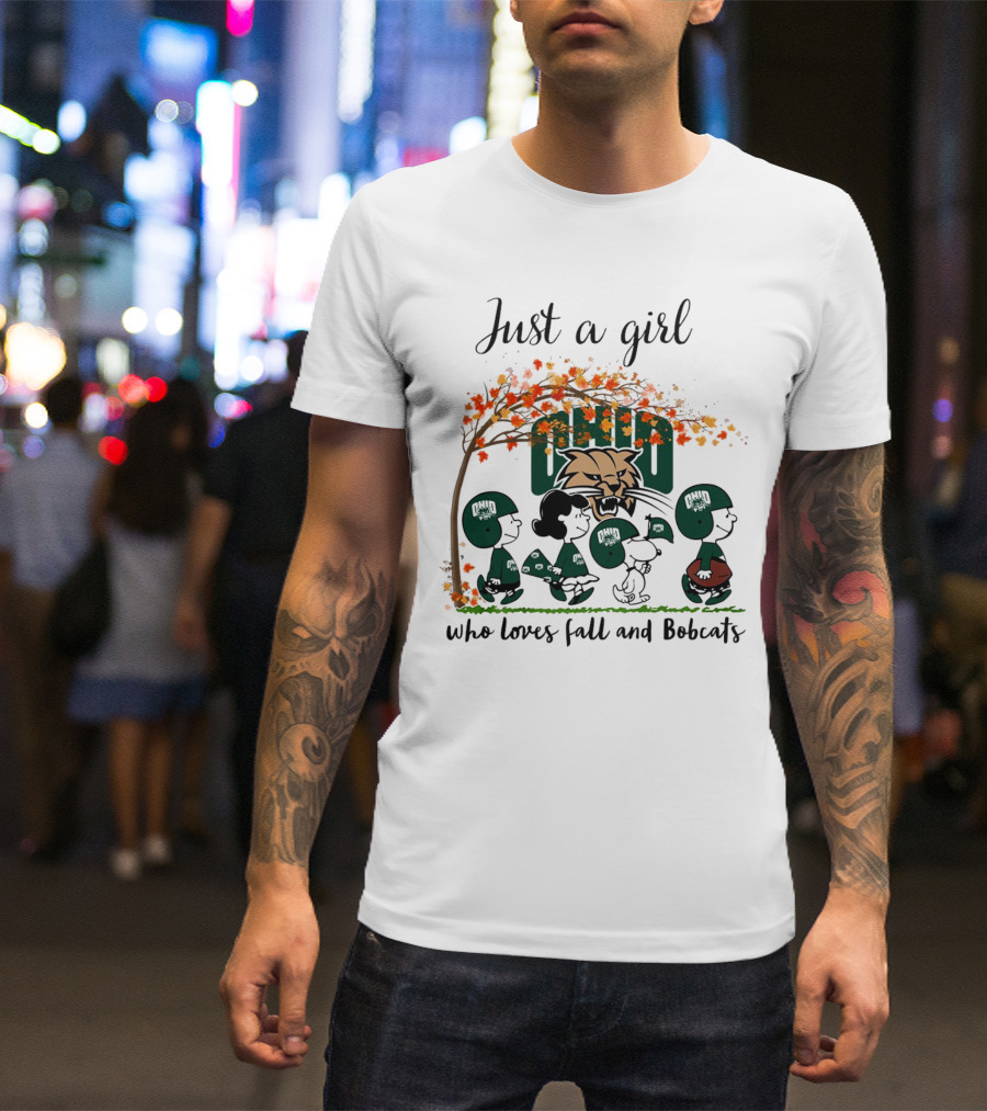 Just A Girl Who Loves Fall And Ohio Bobcats Peanuts Cartoon T-Shirt