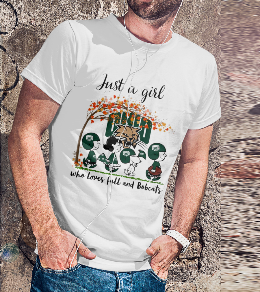 Just A Girl Who Loves Fall And Ohio Bobcats Peanuts Cartoon T-Shirt