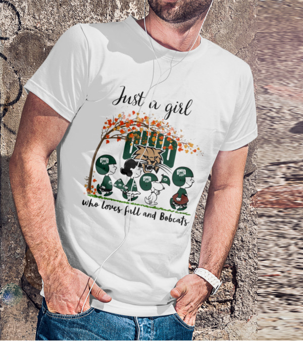 Just A Girl Who Loves Fall And Ohio Bobcats Peanuts Cartoon T-Shirt