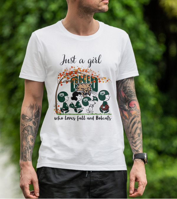Just A Girl Who Loves Fall And Ohio Bobcats Peanuts Cartoon T-Shirt