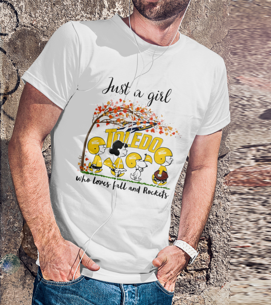Just A Girl Who Loves Fall And Toledo Rockets Peanuts Cartoon T-Shirt
