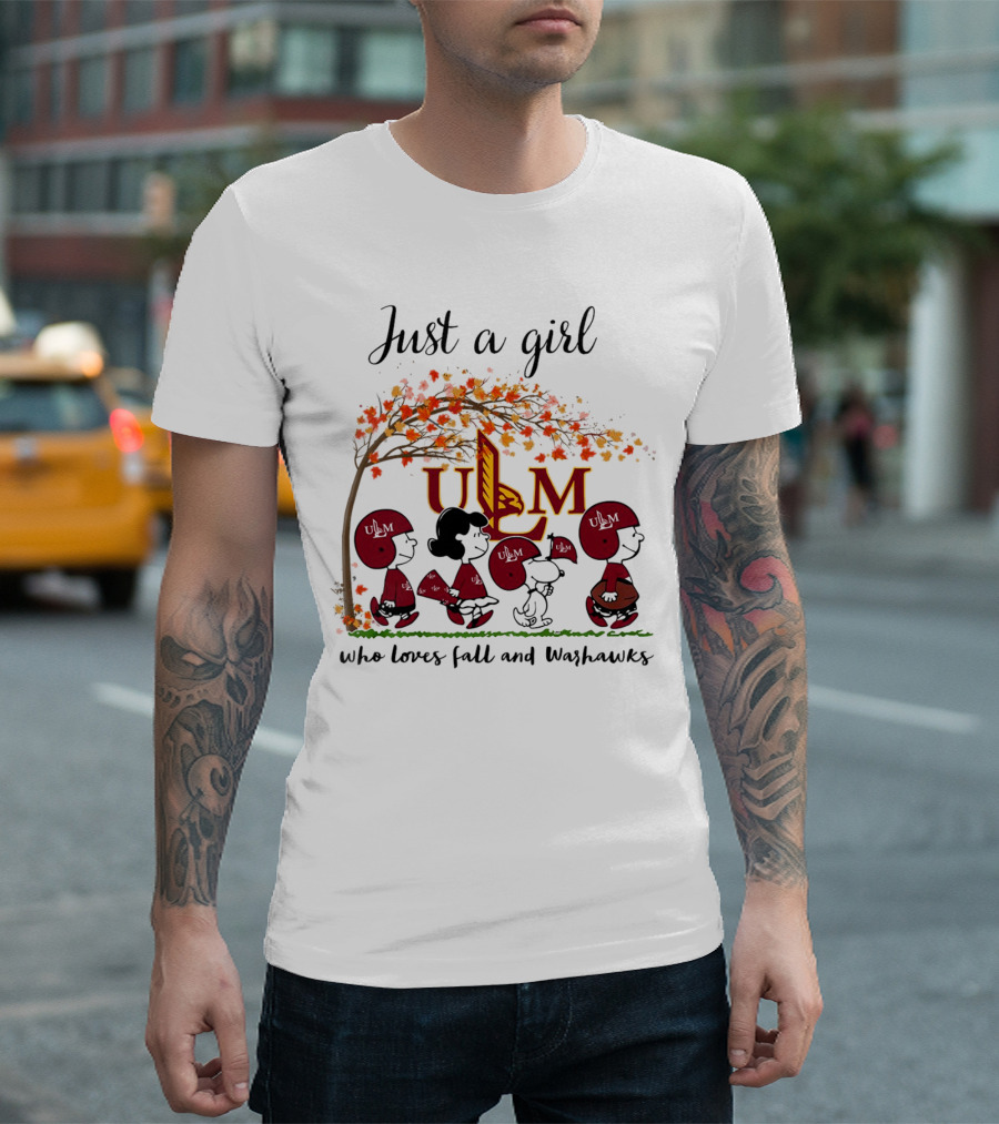 Just a Girl Who Loves Fall and ULM Warhawks T-Shirt