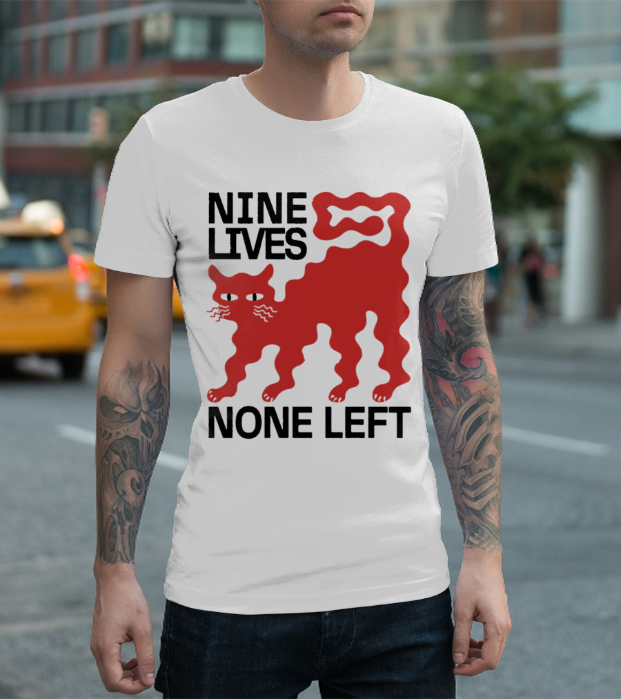 Nine Lives None Left Red Cat T-Shirt