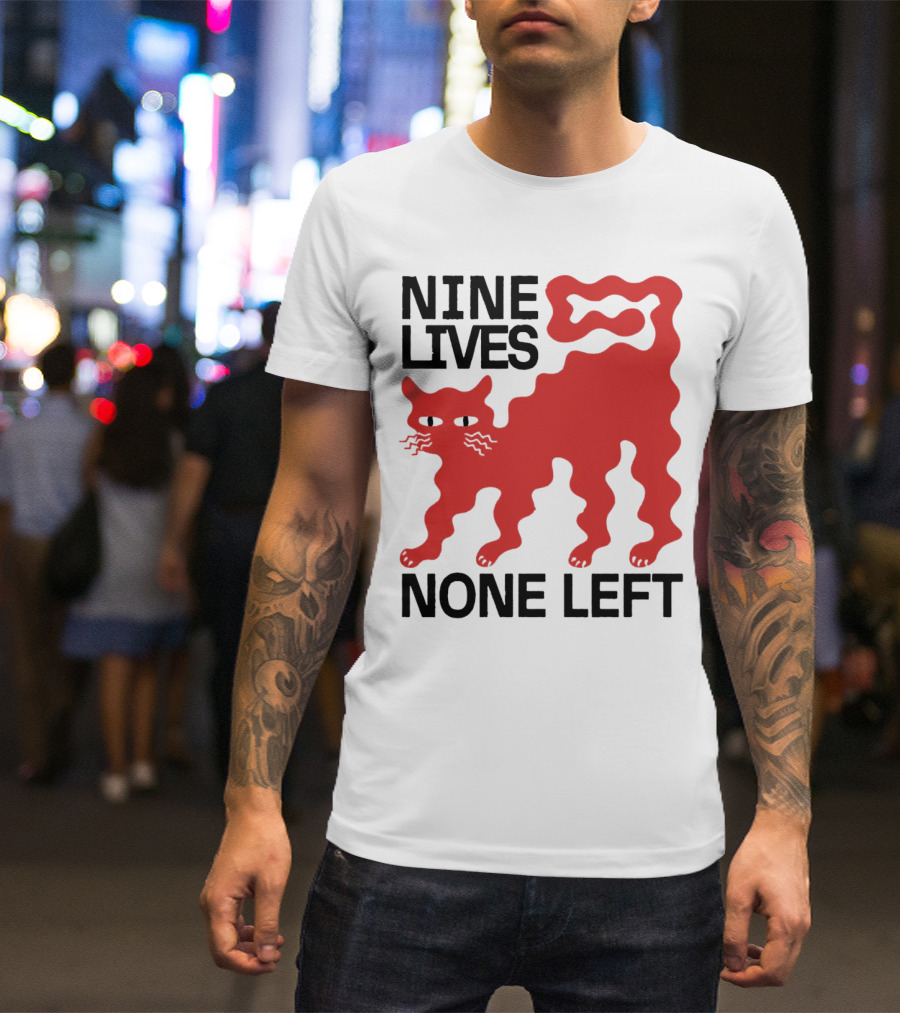 Nine Lives None Left Red Cat T-Shirt
