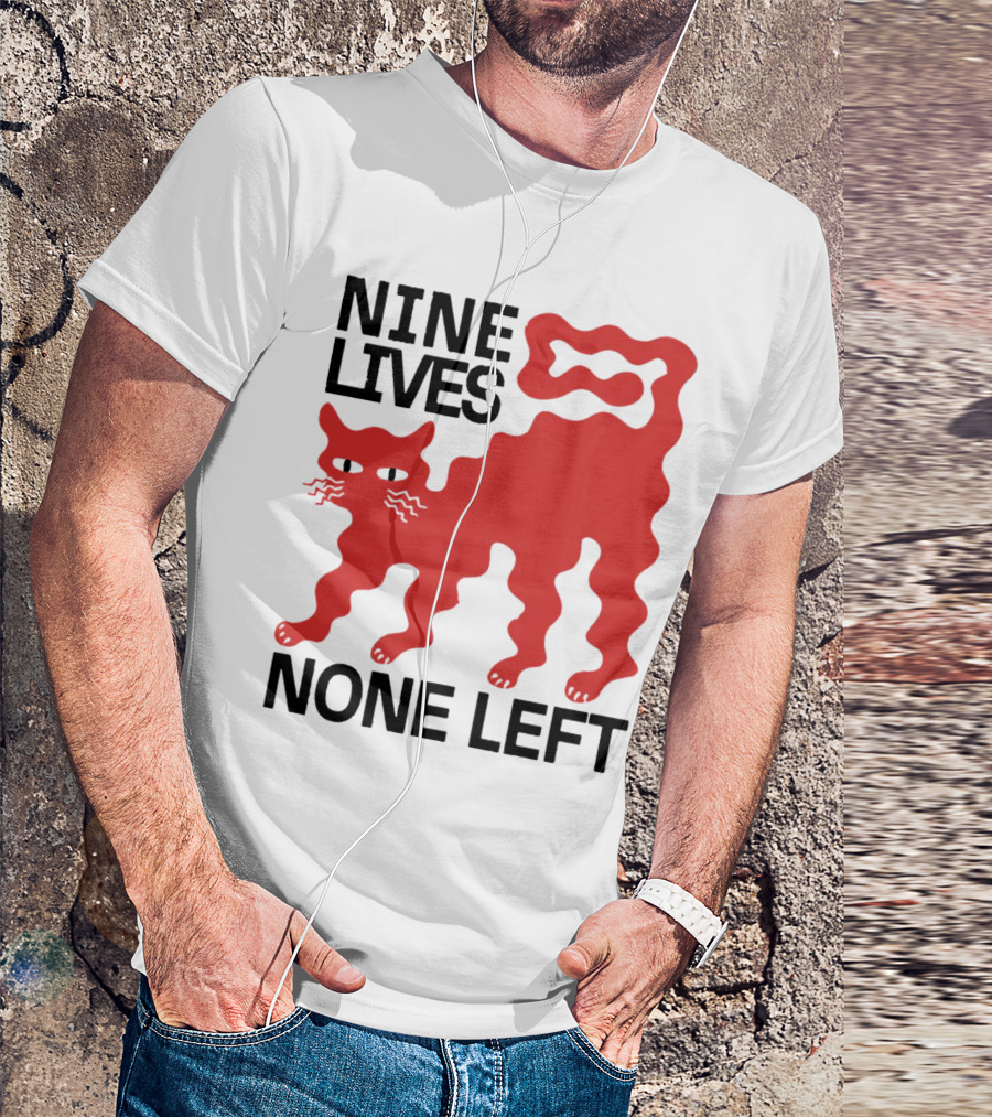 Nine Lives None Left Red Cat T-Shirt