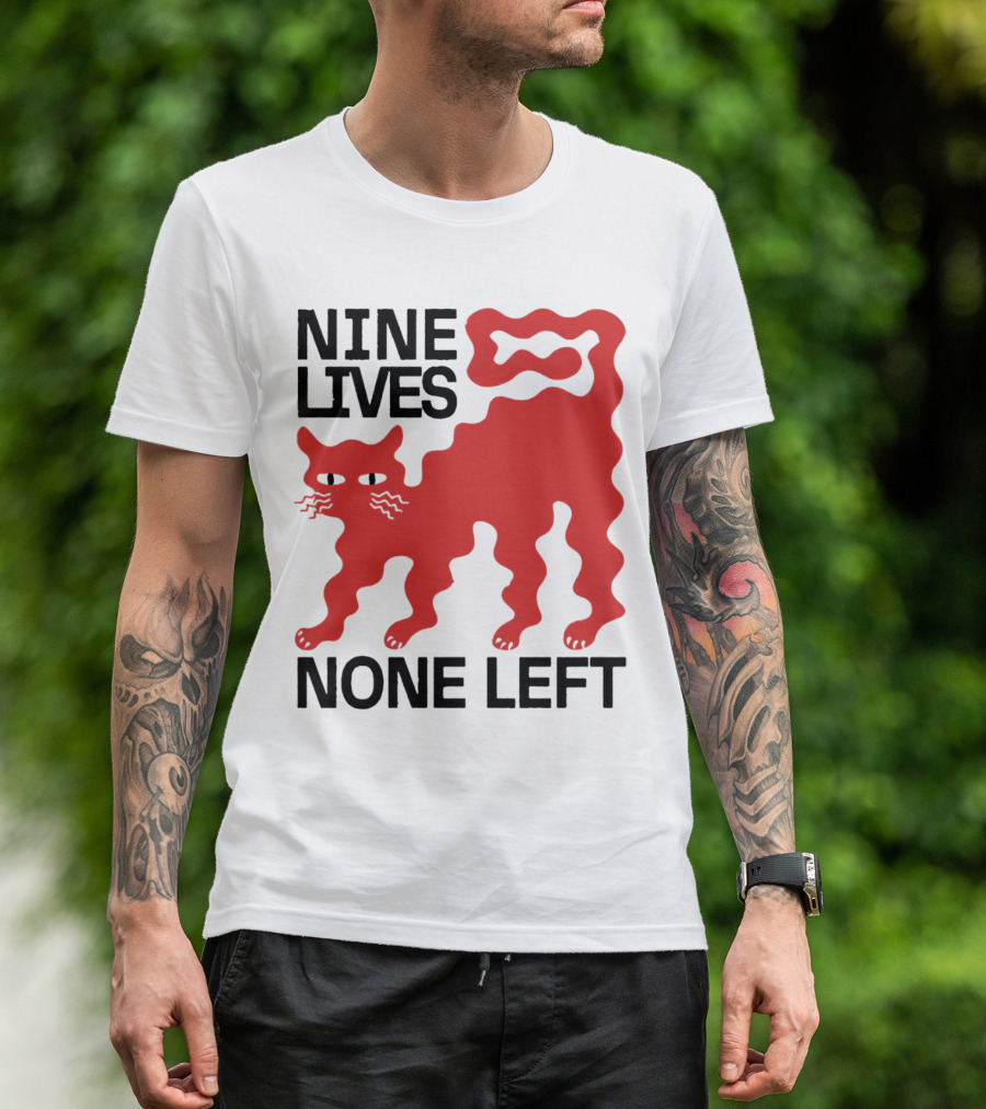 Nine Lives None Left Red Cat T-Shirt