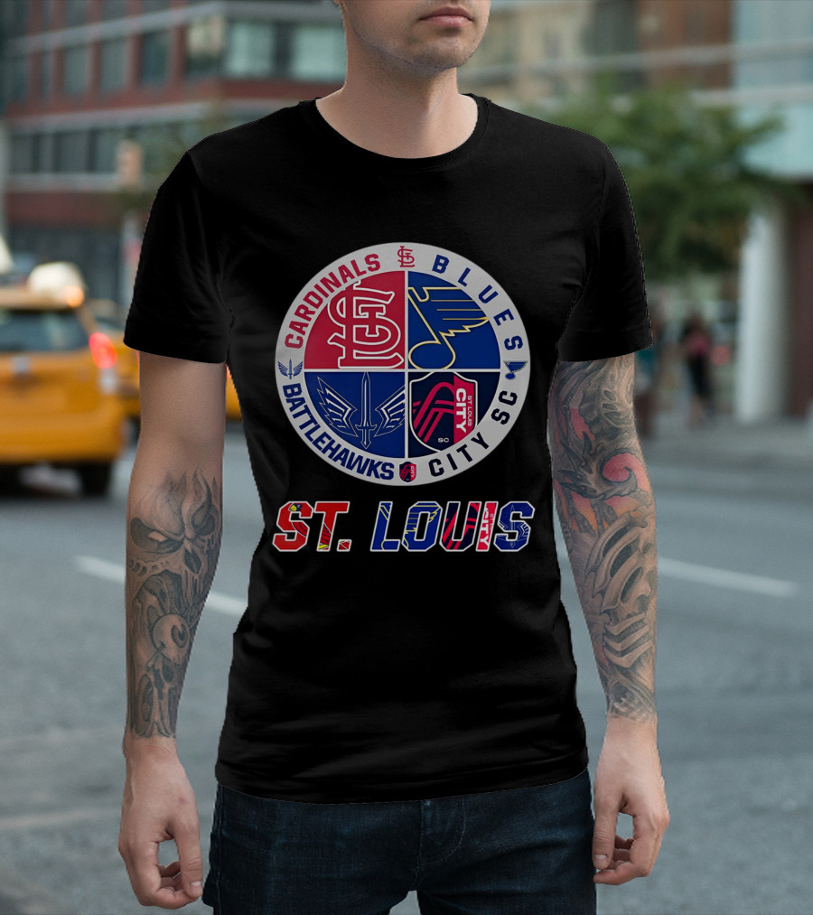 St. Louis Cardinals Blues Battlehawks City SC Sports Circle T-Shirt