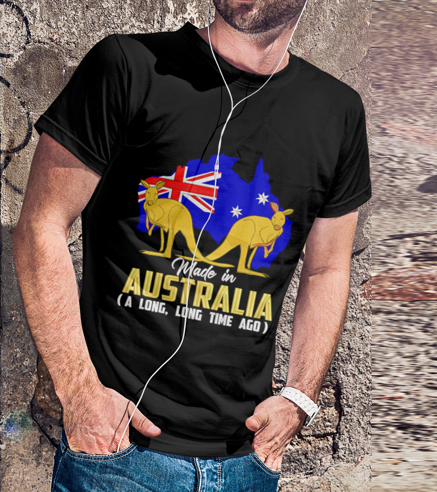Made In Australia A Long Time Ago With Kangaroos And Australia Map Flag T-Shirt