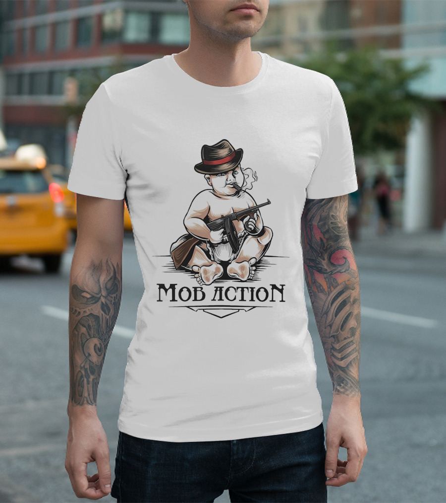 Baby Capone Mob Action Smoking Fedora Gun T-Shirt