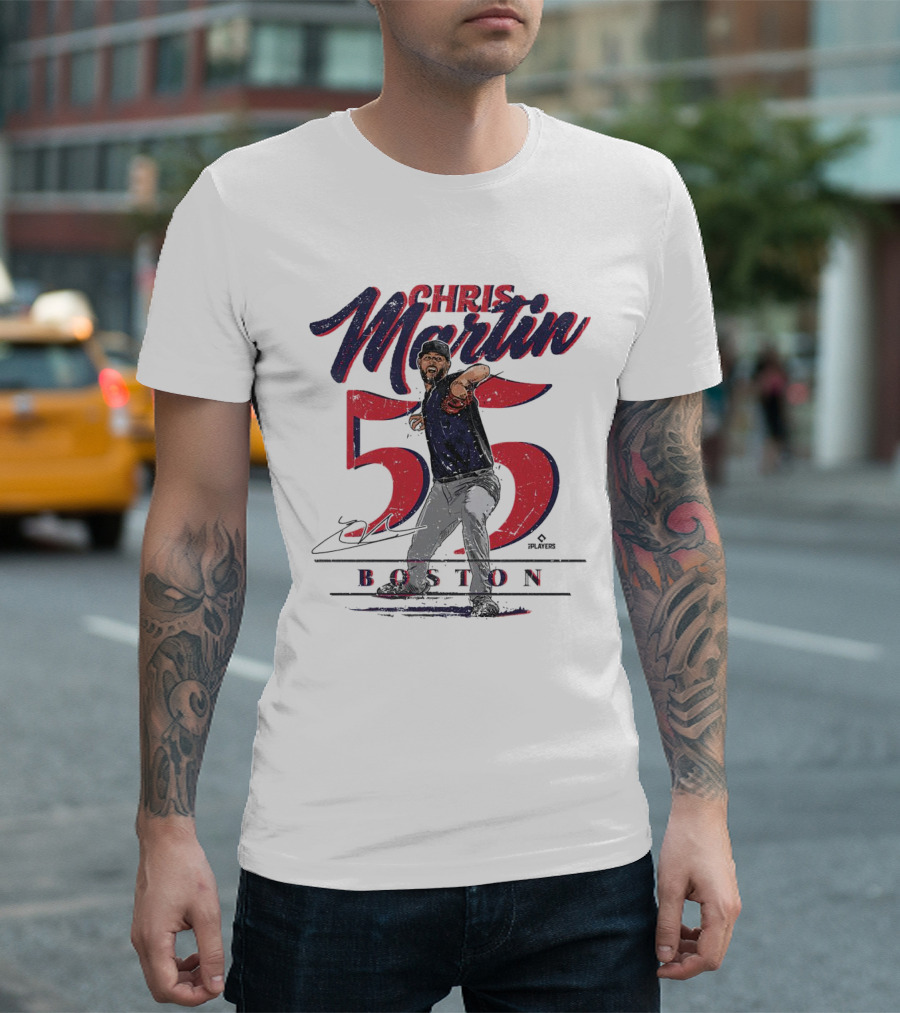 Chris Martin 55 Boston Red Sox Signature T-Shirt
