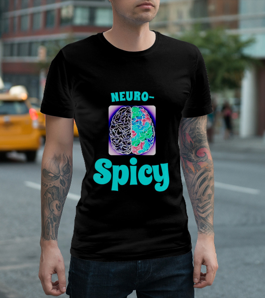 Neuro-Spicy Brains Vibrant Colorful Brain T-Shirt