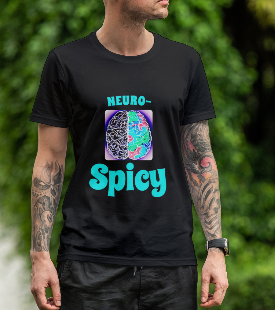 Neuro-Spicy Brains Vibrant Colorful Brain T-Shirt