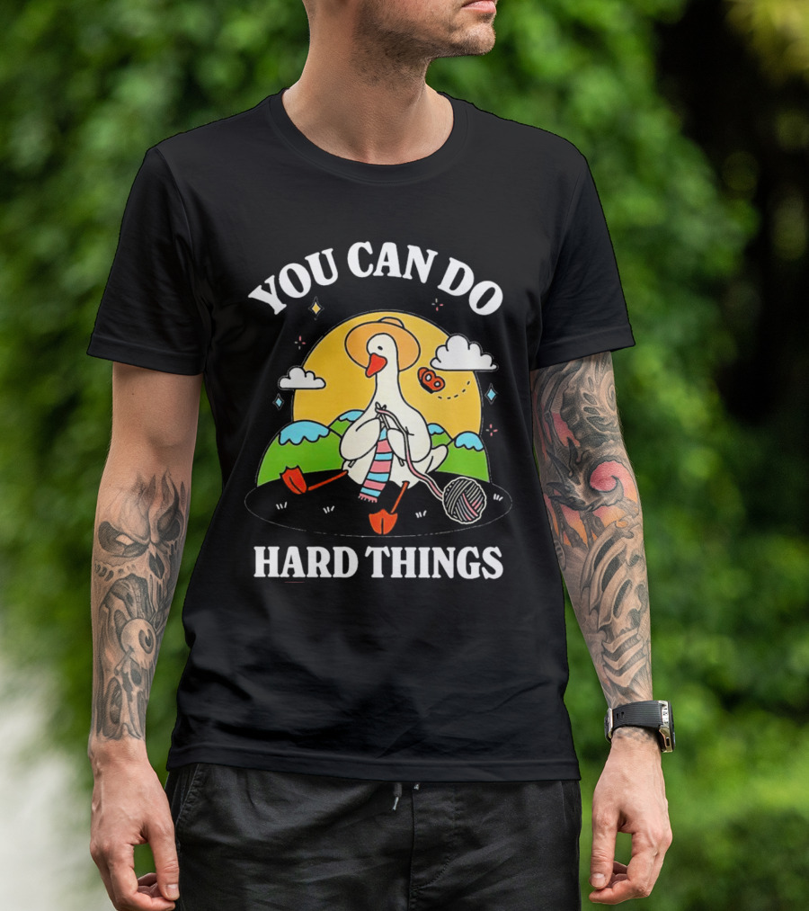 Duck You Can Hard Things Teacher Happy Duck In Hat With Scarf And Whistle T-Shirt