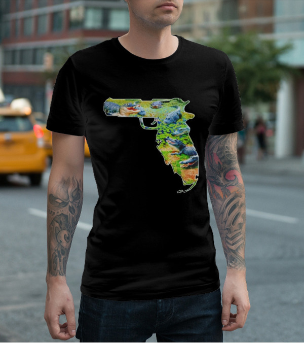 Florida Alligator Shape Gun T-Shirt