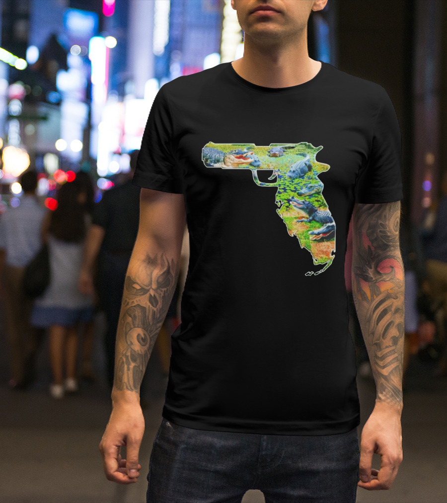 Florida Alligator Shape Gun T-Shirt