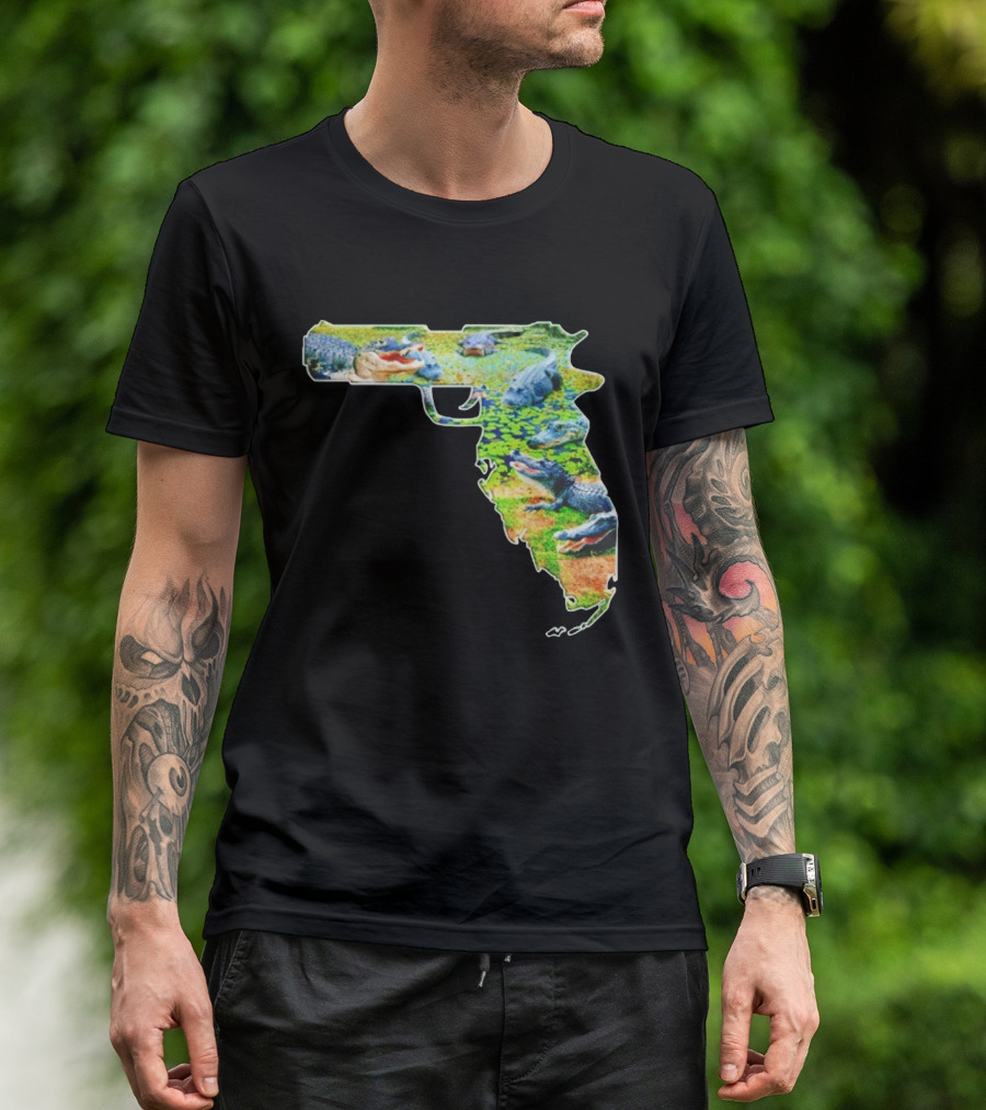 Florida Alligator Shape Gun T-Shirt